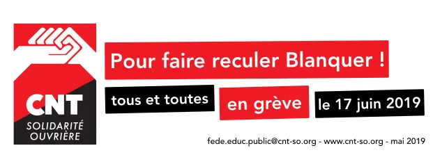 Education : le 17 juin 2019 (et après!), tous et toutes en grève ! Appel intersyndical du 13